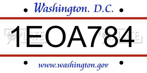 1EOA784 District Of Columbia License Plate