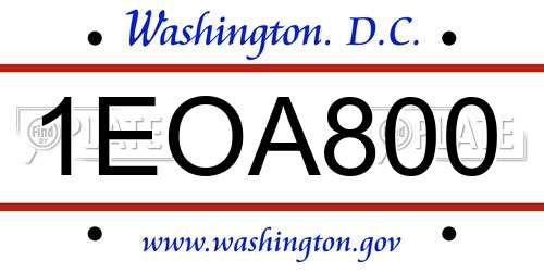 1EOA800 District Of Columbia License Plate