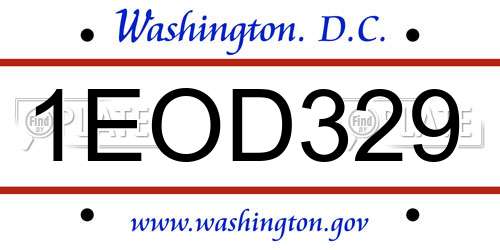 1EOD329 District Of Columbia License Plate