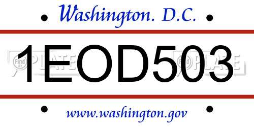 1EOD503 District Of Columbia License Plate