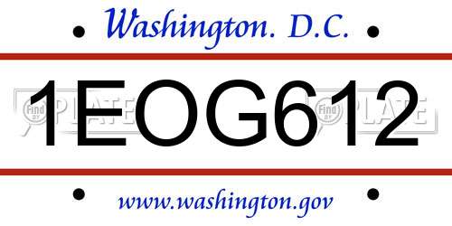 1EOG612 District Of Columbia License Plate