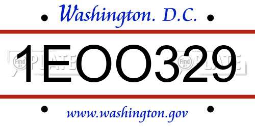 1EOO329 District Of Columbia License Plate