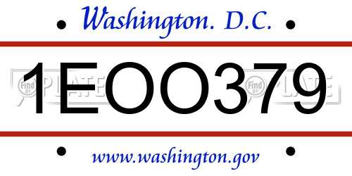 1EOO379 District Of Columbia License Plate
