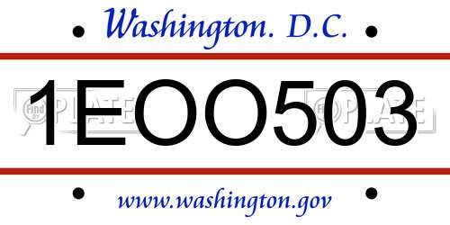 1EOO503 District Of Columbia License Plate