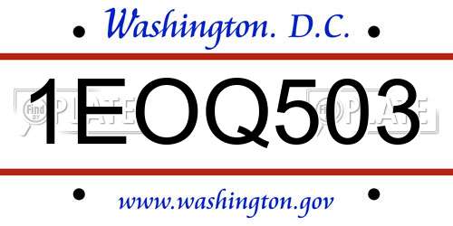 1EOQ503 District Of Columbia License Plate