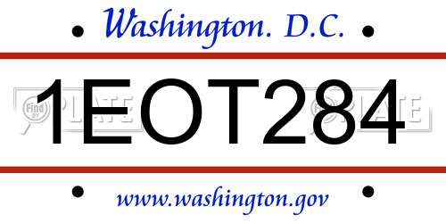 1EOT284 District Of Columbia License Plate