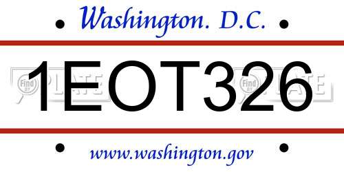 1EOT326 District Of Columbia License Plate