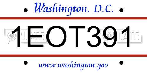 1EOT391 District Of Columbia License Plate