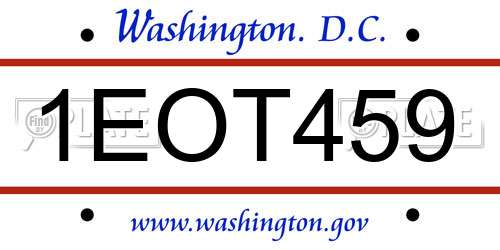 1EOT459 District Of Columbia License Plate