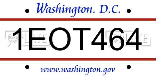 1EOT464 District Of Columbia License Plate