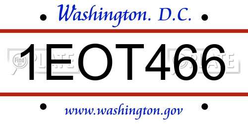 1EOT466 District Of Columbia License Plate