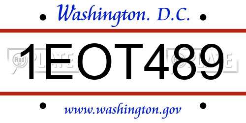 1EOT489 District Of Columbia License Plate