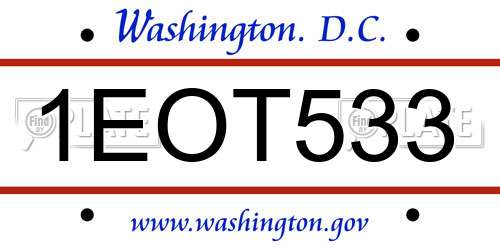 1EOT533 District Of Columbia License Plate