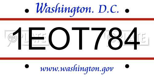 1EOT784 District Of Columbia License Plate
