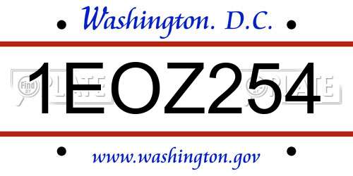 1EOZ254 District Of Columbia License Plate