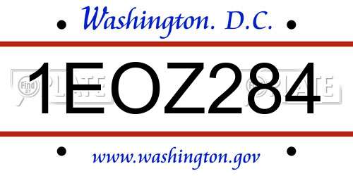 1EOZ284 District Of Columbia License Plate