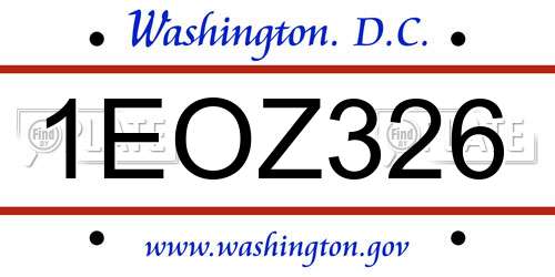 1EOZ326 District Of Columbia License Plate