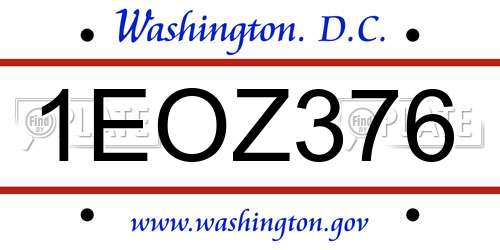1EOZ376 District Of Columbia License Plate