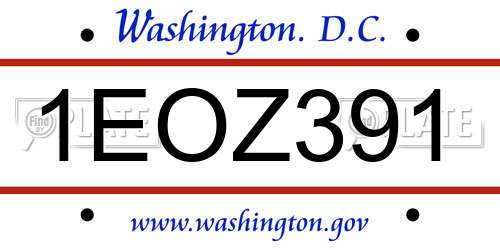 1EOZ391 District Of Columbia License Plate