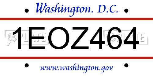 1EOZ464 District Of Columbia License Plate