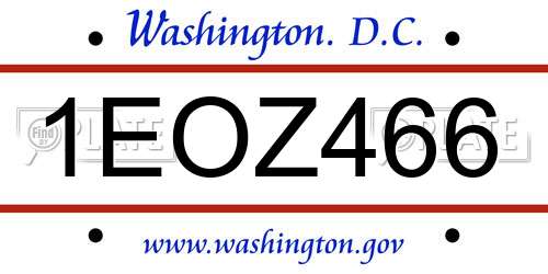 1EOZ466 District Of Columbia License Plate