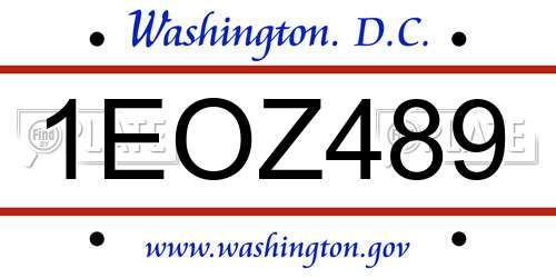 1EOZ489 District Of Columbia License Plate