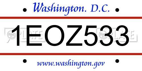 1EOZ533 District Of Columbia License Plate