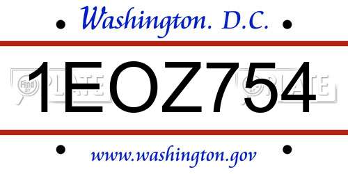 1EOZ754 District Of Columbia License Plate
