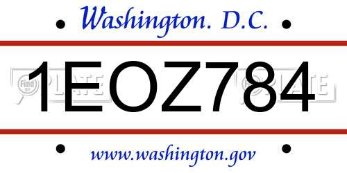 1EOZ784 District Of Columbia License Plate