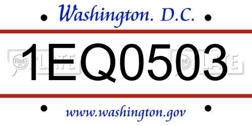 1EQ0503 District Of Columbia License Plate