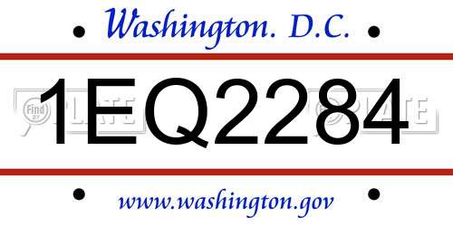 1EQ2284 District Of Columbia License Plate