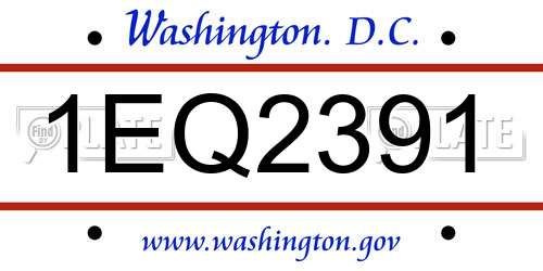 1EQ2391 District Of Columbia License Plate