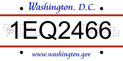 1EQ2466 District Of Columbia License Plate