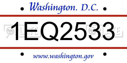 1EQ2533 District Of Columbia License Plate