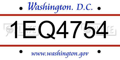 1EQ4754 District Of Columbia License Plate