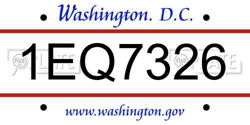 1EQ7326 District Of Columbia License Plate