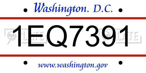 1EQ7391 District Of Columbia License Plate