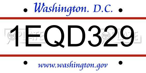 1EQD329 District Of Columbia License Plate