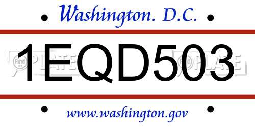 1EQD503 District Of Columbia License Plate