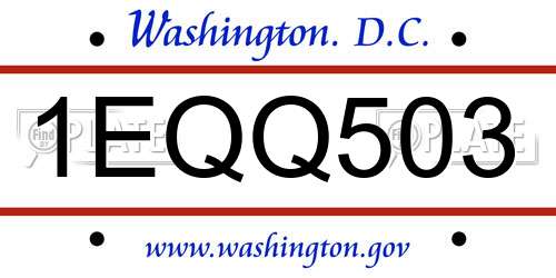 1EQQ503 District Of Columbia License Plate