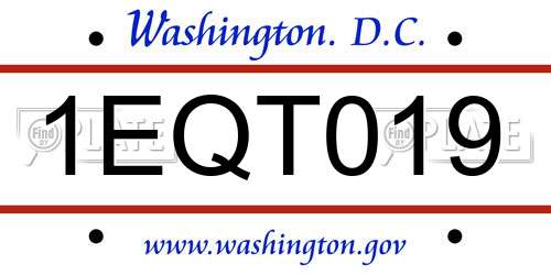 1EQT019 District Of Columbia License Plate