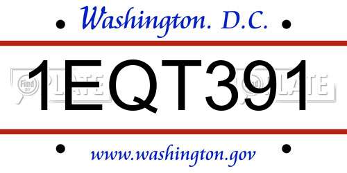 1EQT391 District Of Columbia License Plate