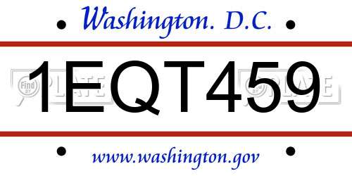 1EQT459 District Of Columbia License Plate