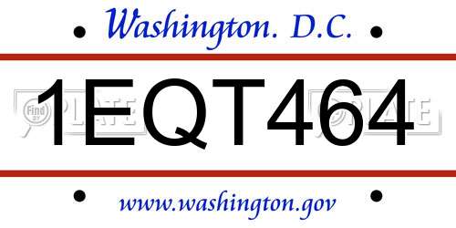 1EQT464 District Of Columbia License Plate