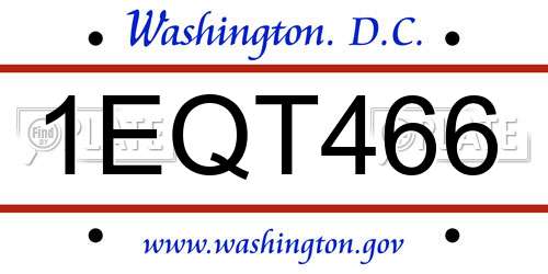 1EQT466 District Of Columbia License Plate