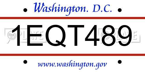 1EQT489 District Of Columbia License Plate