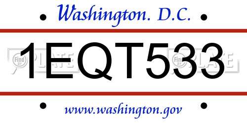 1EQT533 District Of Columbia License Plate