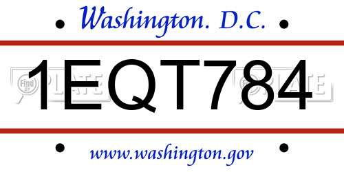 1EQT784 District Of Columbia License Plate