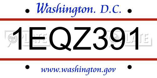 1EQZ391 District Of Columbia License Plate