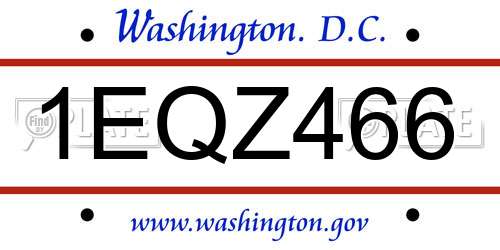 1EQZ466 District Of Columbia License Plate
